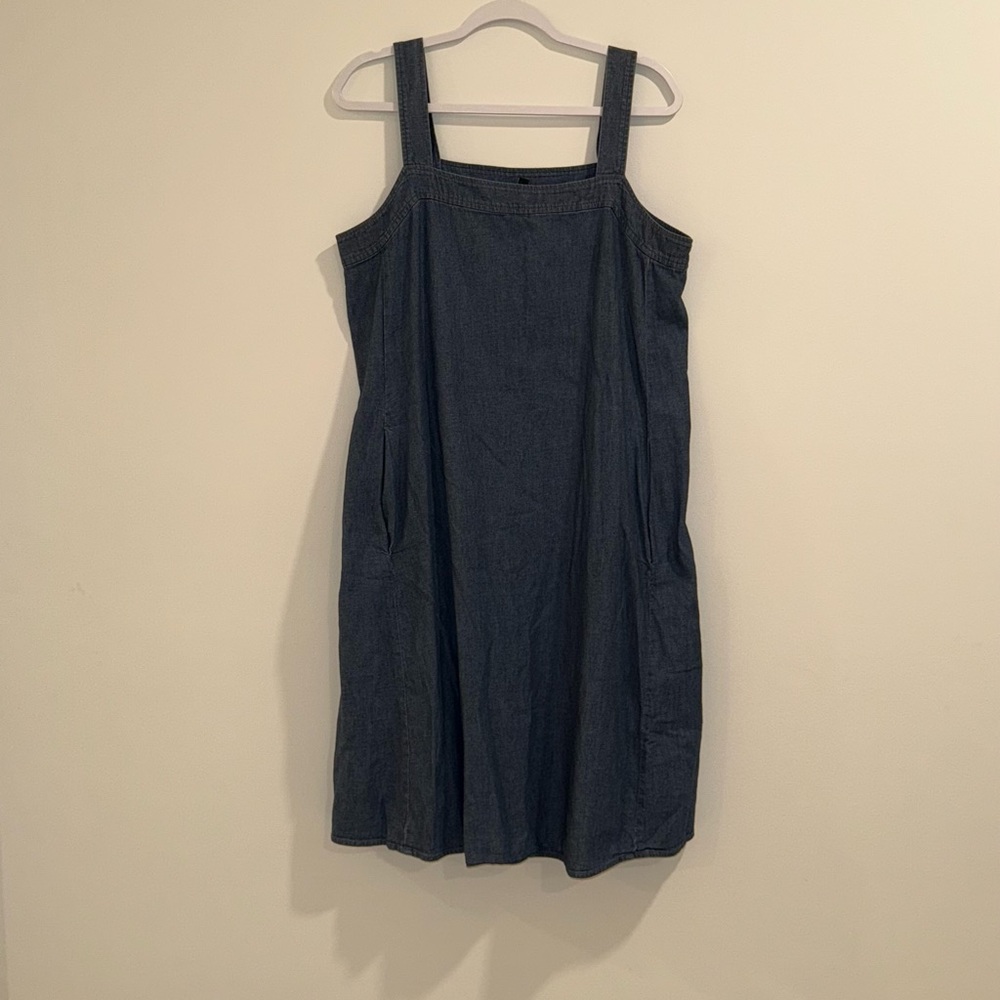 Eileen Fisher Square Neck Denim Dress - image 1